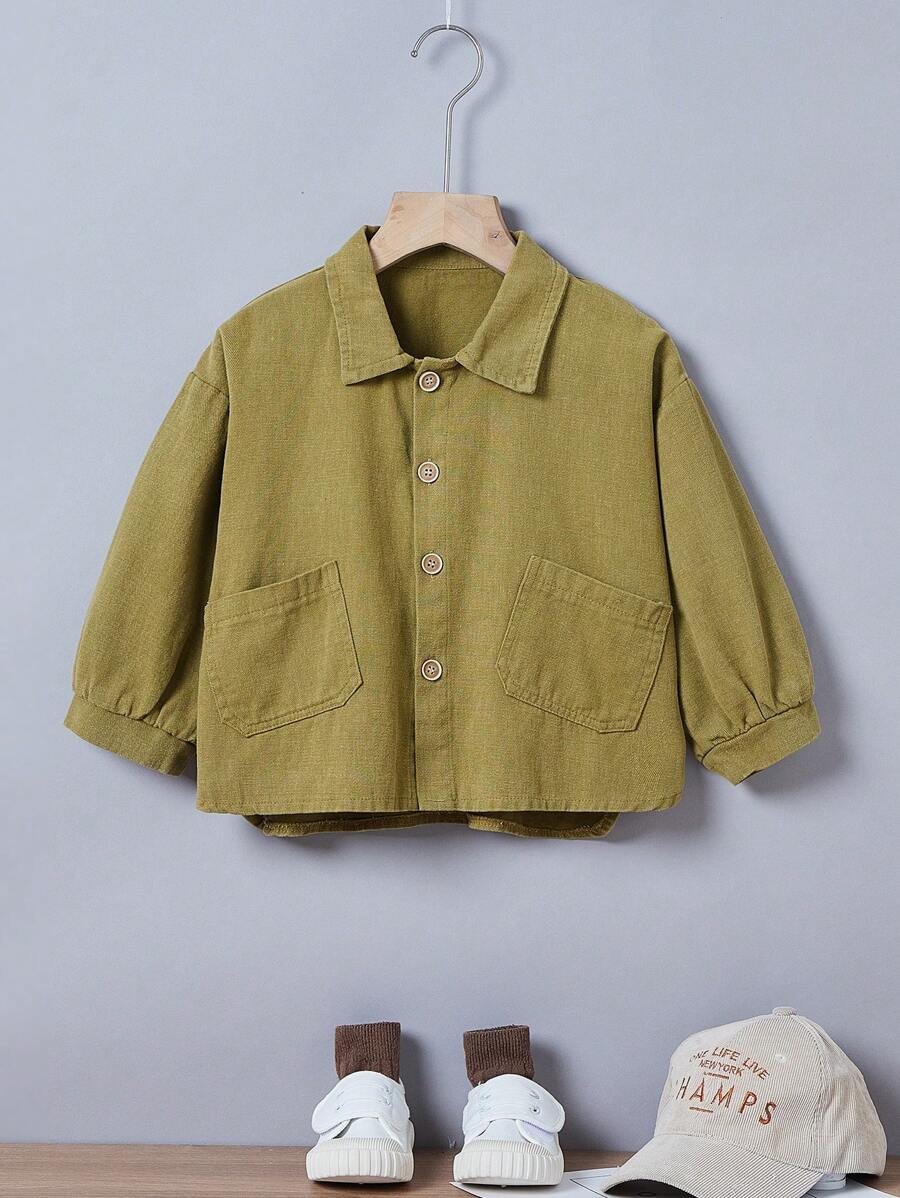 男童秋季雙口袋休閒襯衫