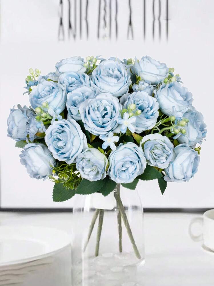 LVEFIT 12 rose artificiali in seta, con stelo lungo, bouquet di rose in seta, per matrimoni, addio al nubilato, feste, decorazione per la casa