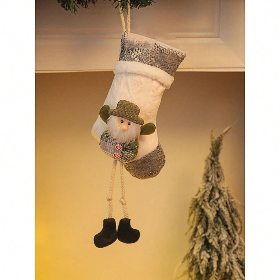 1入組聖誕襪禮品袋吊墜孩子們的糖果小吃包大禮品袋懸掛聖誕裝飾