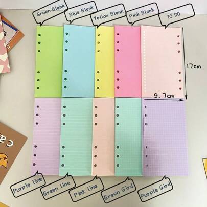 A6 40 Feuilles Papiers De Recharge, Papier Intérieur De Cahier À 6 Trous, Pièces De Cahier De Journal De Planificateur Hebdomadaire / Vierge