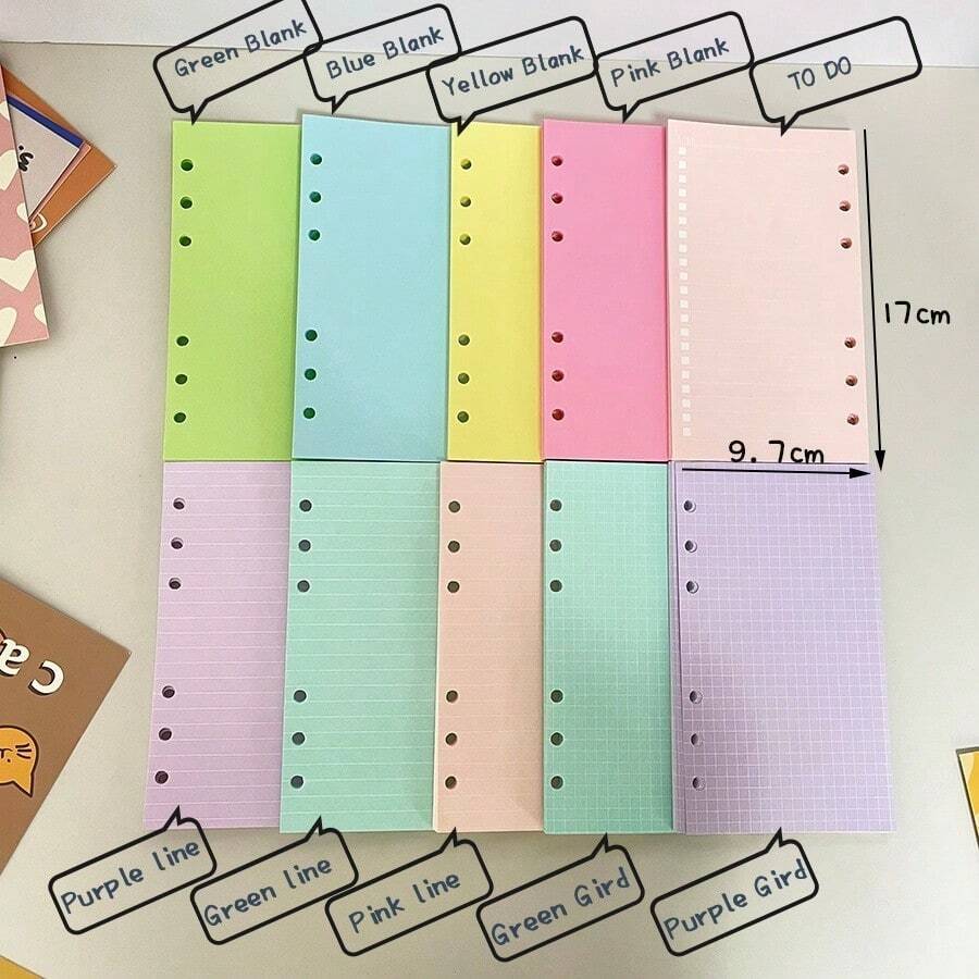 A6 40 Hojas Papel De Recarga, Papel De Encuadernación De 6 Orificios, Piezas De Cuaderno De Planificador Semanal / En Blanco