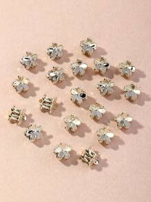 20pcs Children's Cute Gold Mini Flower Hair Clips, Perfect Gift For Daughter - Yellow - View 3