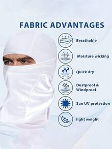 1 件拉法帽面罩，透气防紫外线滑雪面罩夏季降温颈套，骑行面罩，防紫外线滑雪围巾，男/女/劳工适用（白色），适合骑自行车和骑摩托车 - 白色 - 查看 7