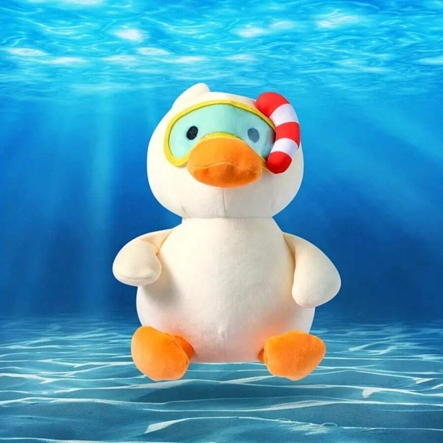 Miniso 潜水鸭系列毛绒动物毛绒玩具娃娃 - 拉链毛绒娃娃卡通抱枕柔软拥抱可爱娃娃理想礼物 - 黃色 - 查看 1