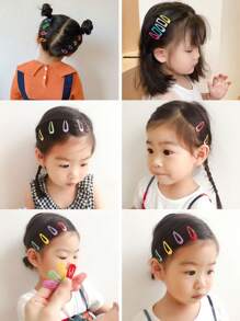 30pcs Girls' Mini Cute Teen Droplet Shaped Hair Clips For Clipping Bangs, Color Random For Daily Use - Multicolor - View 4