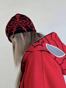 Street 1入組女式蜘蛛網針織帽，保暖透氣，適用於萬聖節派對 - 彩色 - 查看 1