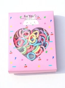 350入組女孩髮飾套裝,包括水果、花朵、蝴蝶結、兔耳朵、彈性髮帶和髮夾,附贈禮盒 - 彩色 - 查看 6