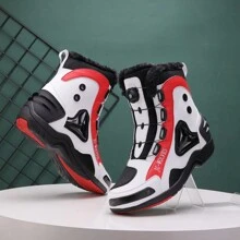 Men's Motorcycle Boots, Wear-resistant And Anti-collision Riding Shoes, Off-road And Winter Warm Waterproof And Anti-skid High-top Sports Shoes, Lockable - White - View 4