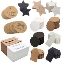 100 Piezas/pack Etiquetas De Ropa Con Forma De Corazón/redondas/florales, Colores Marrón/blanco/negro Opcionales, Se Utiliza Para Ropa, Cocina, Horneado, Etiqueta En Blanco
