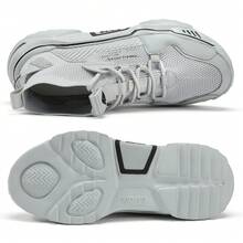 男士時尚灰色運動鞋,輕質行走鞋,高筒休閒鞋 - 灰色 - 查看 2