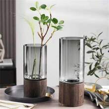 Wooden Stand Flower Vase,Home Decor,Flower Vase,Centerpiece,Table Decor Room Decor Glass Vase - Light Grey - View 6