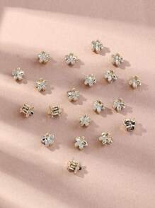 20pcs Children's Cute Gold Mini Flower Hair Clips, Perfect Gift For Daughter - Yellow - View 4