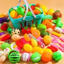 22入組家庭廚房扮裝玩具套裝,附切割食物玩具,教育玩具,聖誕禮物 - 彩色 - 查看 3