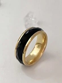 Bague À Facettes Simple En Blocs De Couleurs