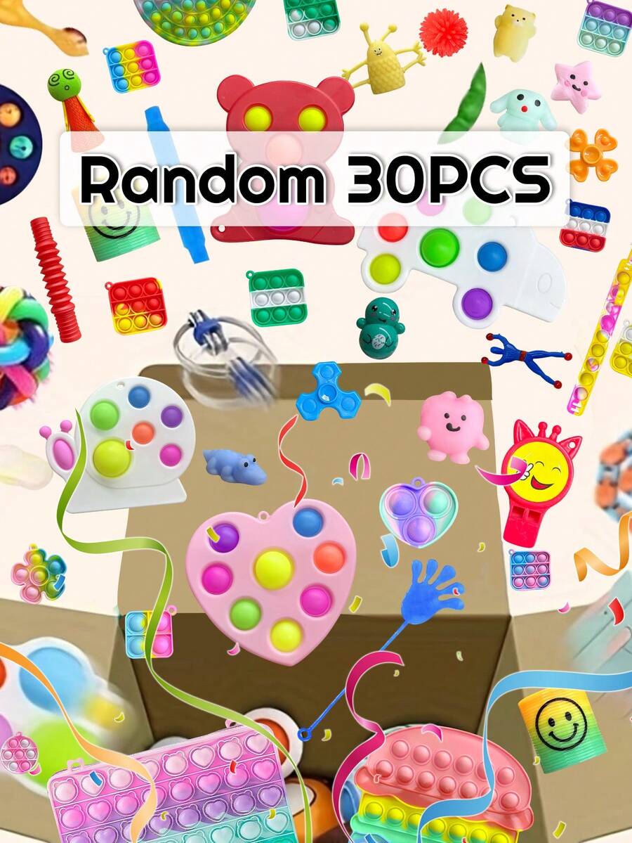 iTechjoy 30隨機解壓玩具,包解壓套裝,抗壓玩具適用於兒童派對 - 彩色 - 查看 1