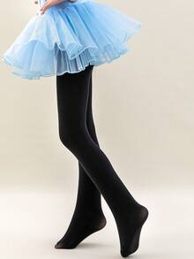 1件幼兒女童黑色尼龍緊身褲襪,皮膚友好舒適,適合日常穿著