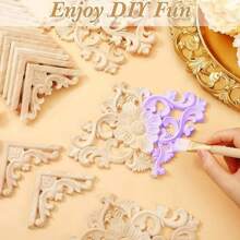 5pcs Diamond Shaped Wood Carving For Woodcraft Wholesale - Wood Color - View 6