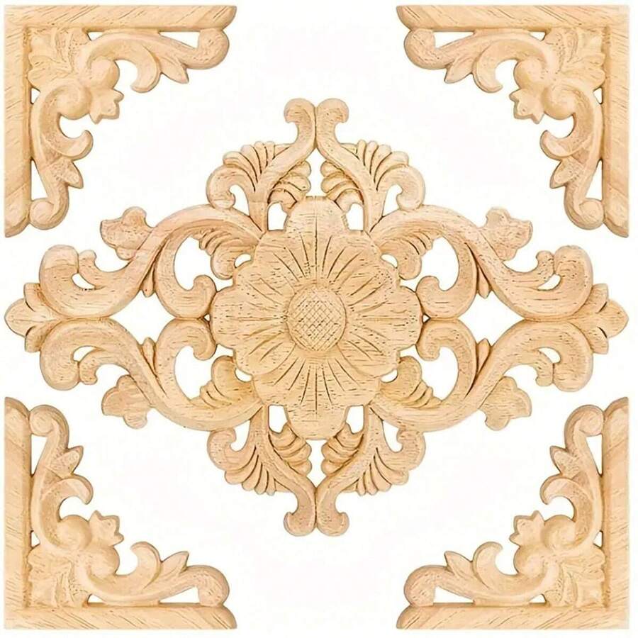 5pcs Diamond Shaped Wood Carving For Woodcraft Wholesale - Wood Color - View 1