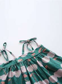 Young Girls' Printed Sleeveless Dress - Multicolor - View 3