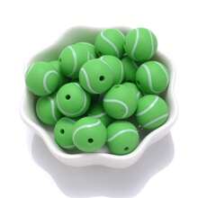 10pcs/pack 15mm Silicone Round Beads With Football Pattern Diy Loose Beads - Multicolor - View 18
