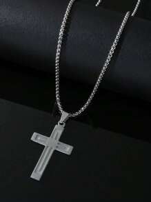 Fashionable and Popular Men Glow In The Dark Cross Pendant Necklace Stainless Steel Punk Hip Pop Style for Jewelry Gift and for a Stylish Look