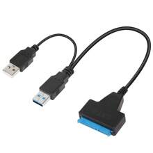 Cable Convertidor Sata A Doble Usb 3.0 2.0, Adaptador De Alta Velocidad Usb 3.0 Sata 22pin Para Unidad De Disco Duro Externa Sata De 2,5 Pulgadas Ssd - Negro - Ver 7