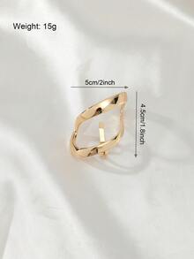 1入組女性銀時尚大尺寸形狀髮圈夾髮飾 - 金色 - 查看 5