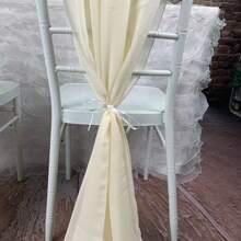 1pc/2pcs/10pcs Per Pack Champagne Chiffon Chair Sash For Wedding And Party Decor - Beige - View 6