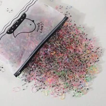 2000Pcs Girls Transparent Colored Spliced Rubber Hair Ties Hair Bands Suitable For Daily Use - 彩色 - 查看 2