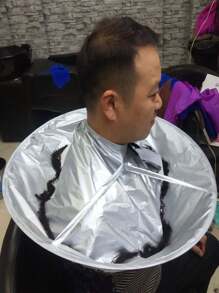1 Piece Of 60cm Umbrella-Shaped Barber Cloak, Barber Jacket, Hair Cutting Apron, Home Adult Hairdressing Scarf, Hairdressing Apron, Does Not Stick To Hair And Is Easy To Clean, Hair Tools, Hair Products And Accessories For Barber Salon Beauty Travel Essentials - Silver - View 2