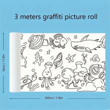 3m 彩色塗鴉繪畫紙捲兒童藝術 Diy,紅色 - 白色 - 查看 2