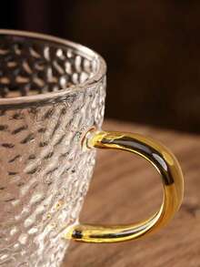 2入組/袋金色鍛紋玻璃咖啡杯,耐熱玻璃材質,適用於家庭、咖啡廳、派對、餐廳等場合