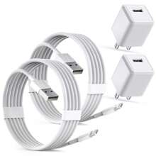 iPhone Charger Block,Cube Apple iPhone Charger[Apple MFi Certified]2Pack Fast Charging Data Sync Lightning Cable Cord USB Wall Charger Travel Adapter for iPhone 14/13/12/11/10/XS/XR/8 Plus/8/7/AirPods - 白色 - 查看 1