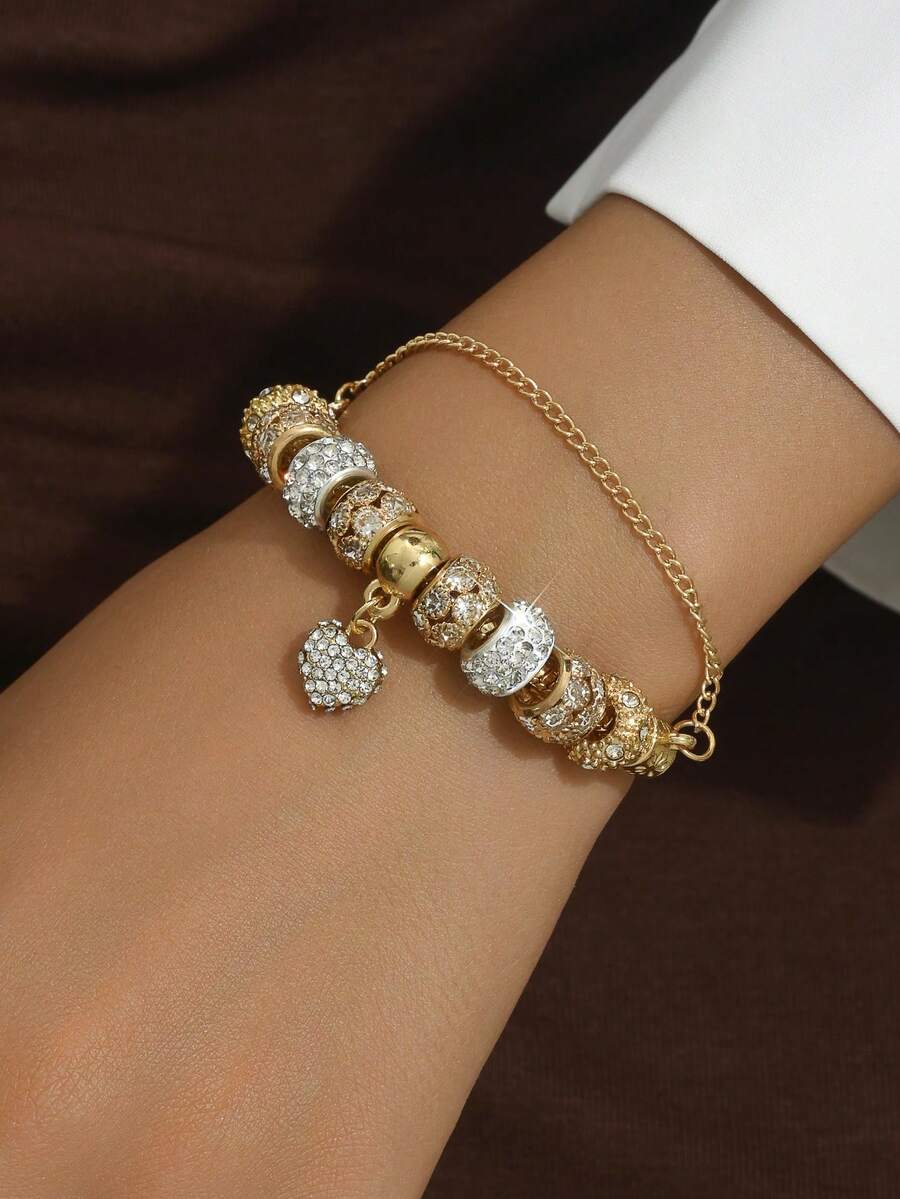 水鑽愛心掛飾手環