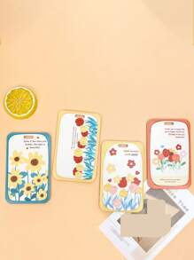 1pc Creative Cute Flower Pattern Card Holder With Protective Sleeve And Lanyard For Students - Multicolor - View 4