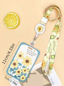 1pc Creative Cute Flower Pattern Card Holder With Protective Sleeve And Lanyard For Students - Multicolor - View 5