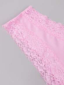 Tanga Rosa Sexy De Encaje De Talla Grande - Rosa Pálido - Ver 4