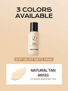 MISTINE 30g天鵝絨液狀粉底,遮瑕補濕不易脫妝控油持久,保濕防水,啞緻效果,適合油性肌膚,1盒裝 - NN120S - 查看 4