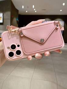 1 Bao Đựng Thẻ Phong Bì Cầm Tay Màu Hồng + Vỏ Điện Thoại Màu Hồng Có Cửa Sổ Lớn/Khung Ống Kính Mega/Vỏ Bảo Vệ Ống Kính Tương Thích Với Apple - hồng - Xem 2