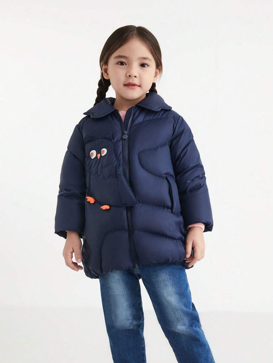 Annil Girls' Winter Warm Mid Length Down Jacket - Royal Blue - View 1
