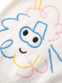 Annil Girls' Winter Cotton Fashion Casual Warm Round Neck Sweater White - White - View 5