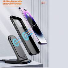 1入白色獨家款15w桌面無線充電器,帶多角度可折疊且攜帶方便的手機支架 - 白色 - 查看 3