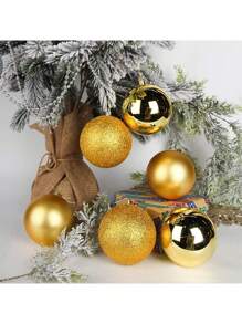 New Arrivals Christmas Decorations, 24pcs/44pcs 3cm Red, White, Black & Metallic Color Christmas Ornament Balls, Including Electroplated Basic Ball, Red, Gold, Pink Ball For Christmas Tree Decor - Gold - View 3