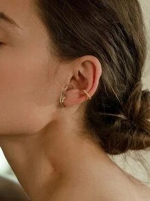 1對掛墜式耳環純銀護耳式耳釘女士耳環簡約時尚銀飾最佳生日派對禮物