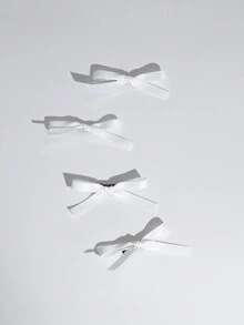 4入組芭蕾風格迷你蝴蝶結髮夾 - 白色 - 查看 2