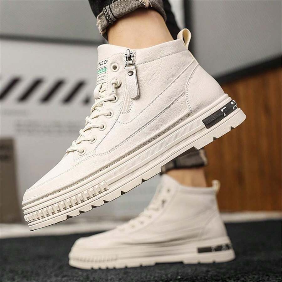 Men's British Style Low Cut Pu Leather Boots Casual Retro Work Boots