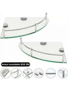 4 Piezas Accesorios para Baño Acero Inoxidable - Estante Organizador para Ducha con Repisas de Vidrio Templado de 4 Piezas, Organizador de Ducha Esquinero, Accesorio para Baño y Para Baño Esencial en Diseño Moderno y Elegante - Blanco - Ver 5