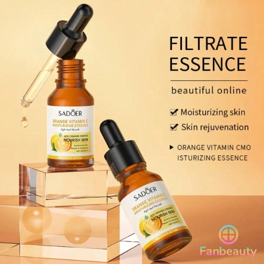 2 Pieces SADOER Vitamin C Facial Serum With Orange Extract, Vitamin C Whitening Essence, Organic Anti-Aging, Moisturizing, Orange, Serum, FOR ALL SKIN TYPES, 2PCS - 橘色 - 查看 1