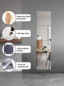 1入組PMMA鏡面牆貼現代方形自粘3D蝴蝶家居牆飾 - 銀色 - 查看 10