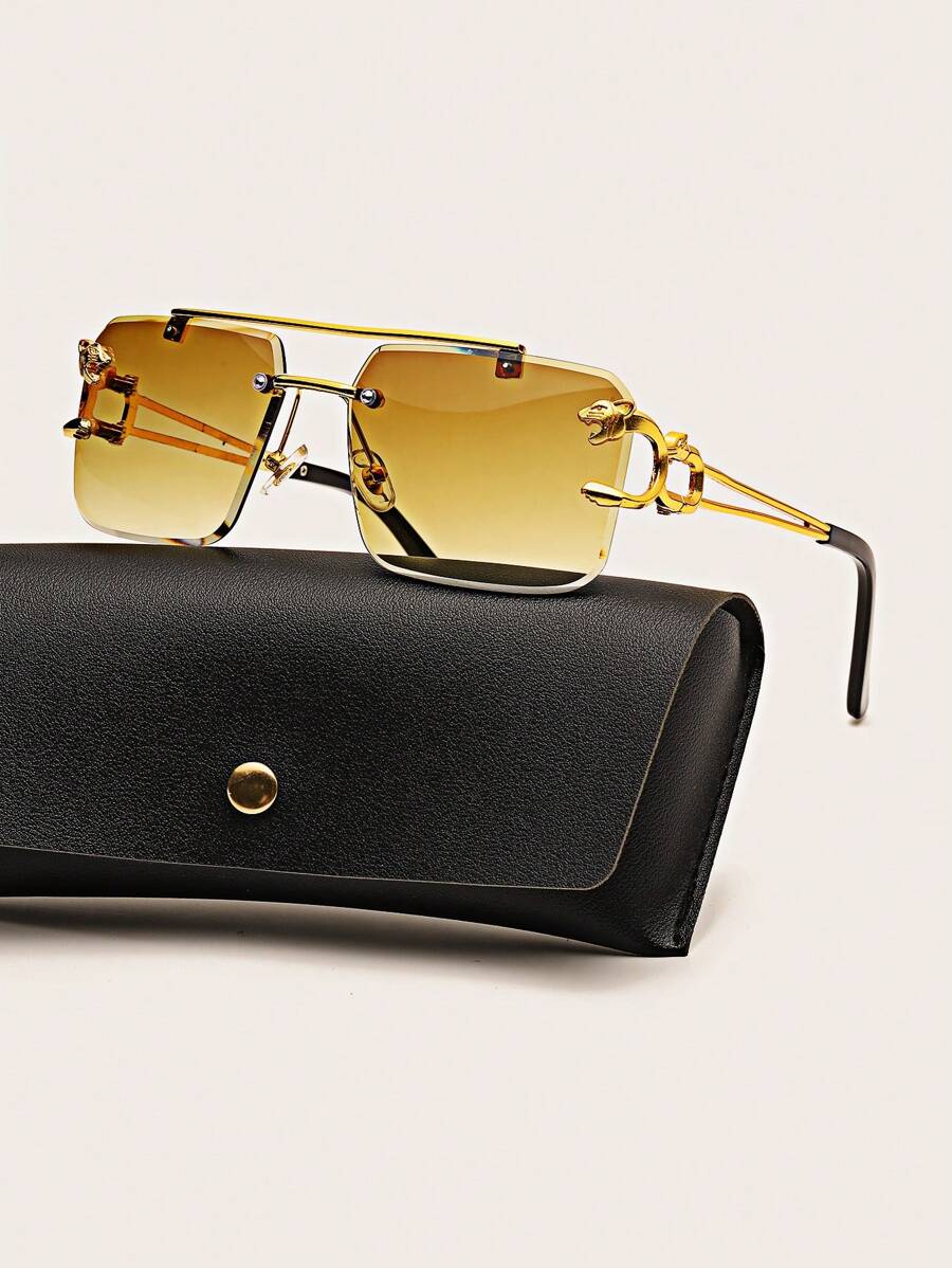 1 Cặp Kính vuông không gọng họa tiết da báo trang trí thời trang Phụ kiện kính đi biển cho kỳ nghỉ hè trên bãi biển, ngoài trời, du lịch - màu nâu - Xem 1